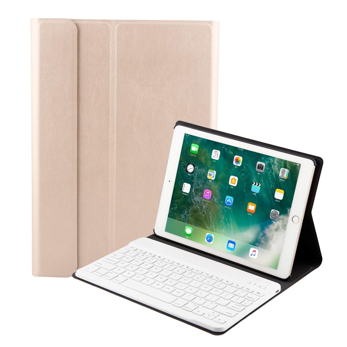 Bluetooth Keyboard & Leather Tablet Case For Ipad Air / Pro 9.7 - Three-Gear Angle Adjustment Magnetic Sleep Function - Abs Brushed Texture - Pink