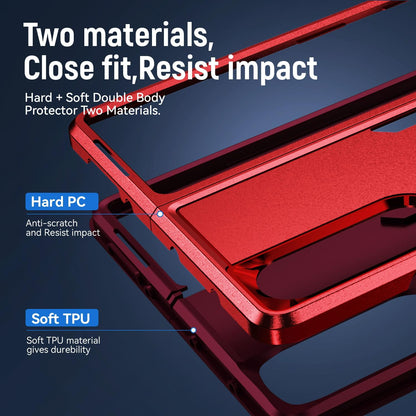 For Samsung Galaxy Z Fold4 5G Shockproof Pc Tpu Case - Green + Pink