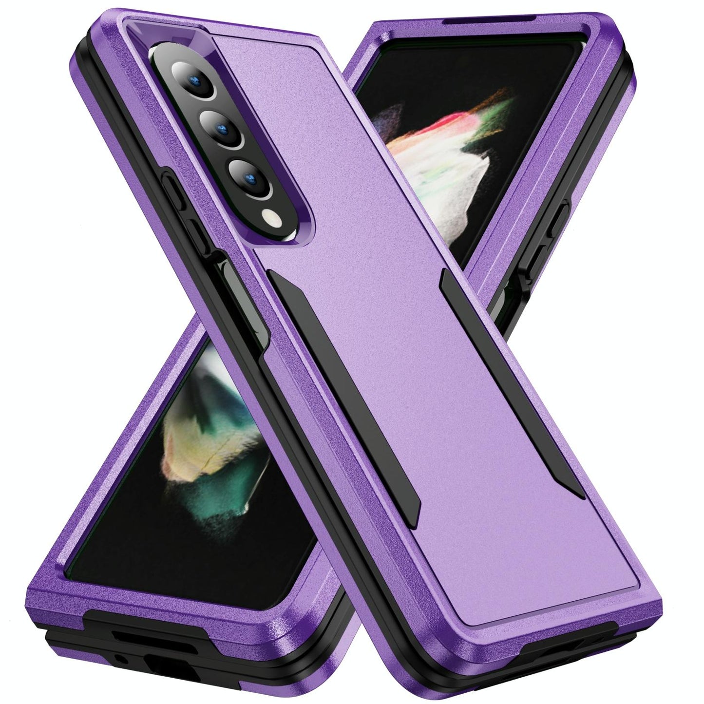 For Samsung Galaxy Z Fold4 5G Shockproof Pc Tpu Case - Green + Pink