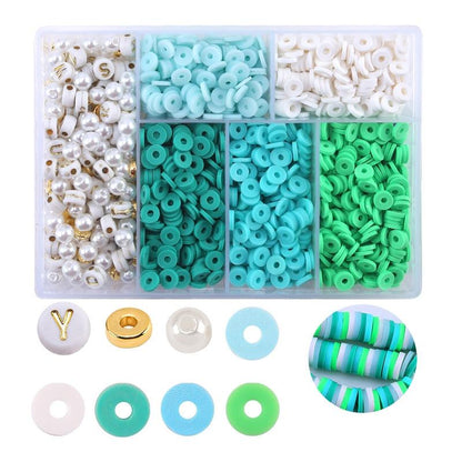 6 Piece Soft Pottery Beading Set For Diy Bracelets & Necklaces - Pink