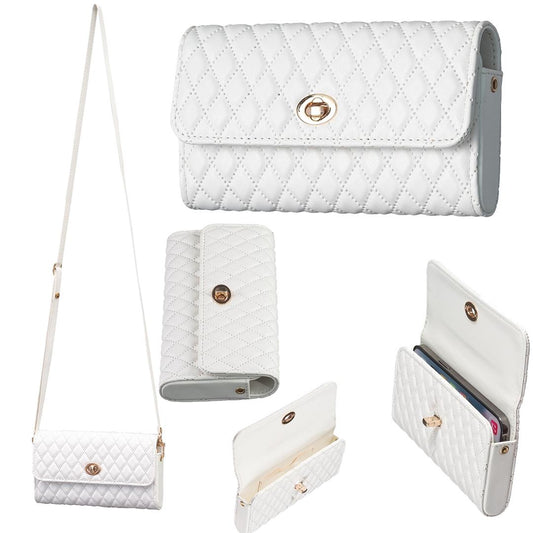 Horizontal Pu Crossbody Shoulder Bag - White