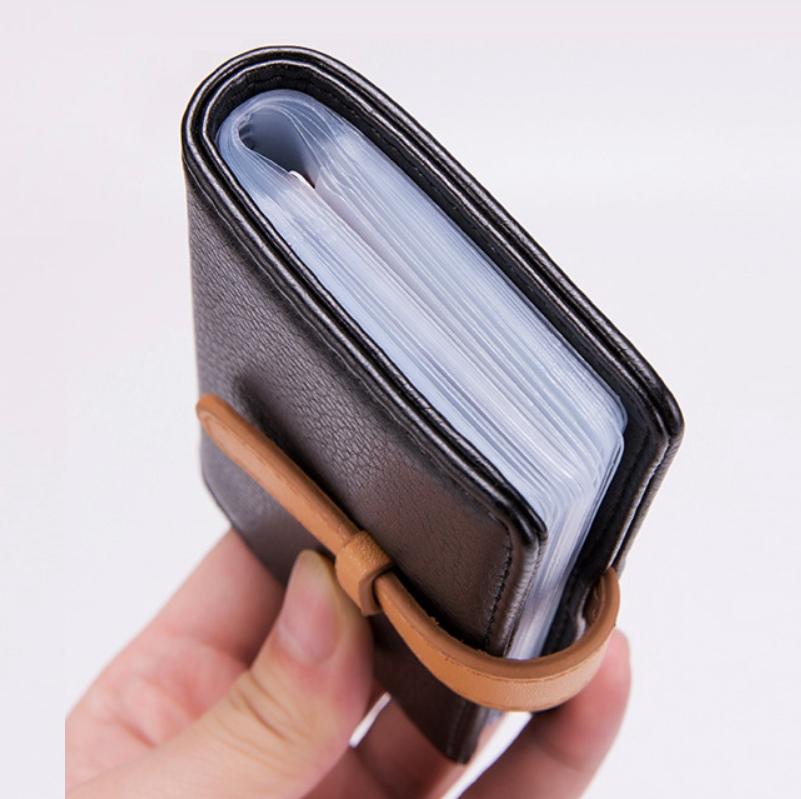 Portable Pu Leather Card Holder - Business & Credit Cards - Brown