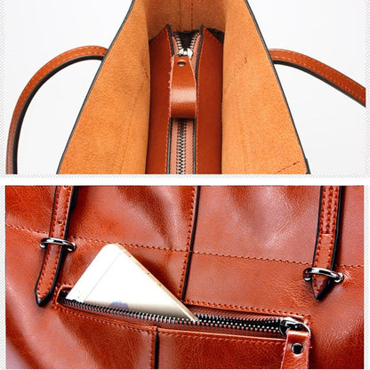 Stylish Shoulder Tote For Women - Vintage Wine Red