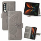 Embossed Butterfly Love Leather Case for Samsung Galaxy z Fold 4 - Flower Design - Gray