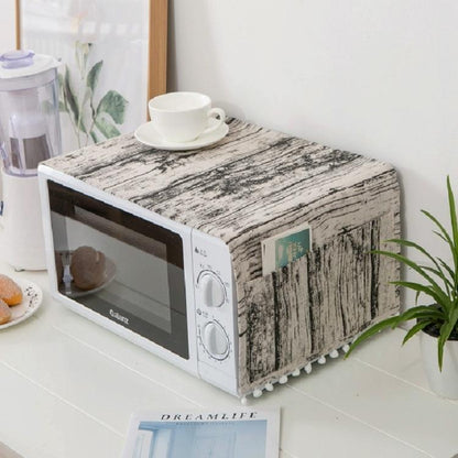 Universal Cotton Linen Microwave Dust Cover - Grey Triangle