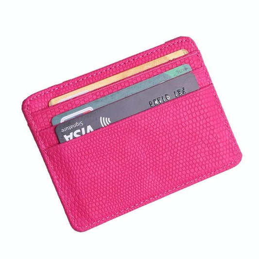 Lizard Pattern Pu Leather Card Holder Compact Bank Card Set - Pink