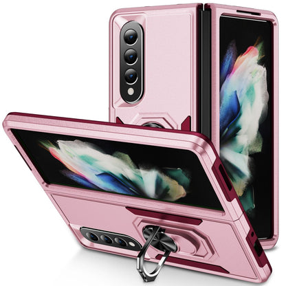 For Samsung Galaxy Z Fold4 5G Shockproof Case With Holder - Pc Tpu - Green