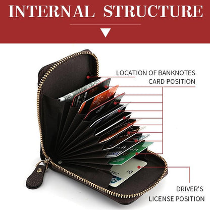 Multi Slot Short Card Holder With Zipper Coin Purse Pu Leather - Grey