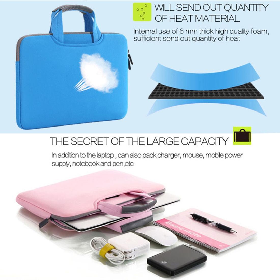 Portable Air Permeable Handheld Sleeve for Macbook Air / Pro and Laptops - 38x27.5x3.5cm 15.4 Inch - Green