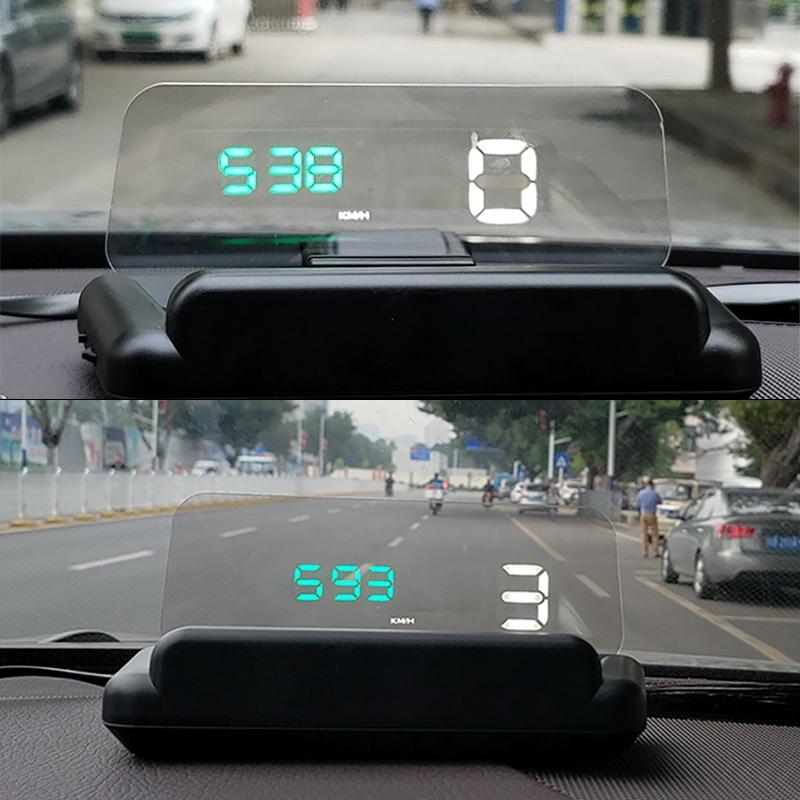 Virtual Hd Car Hud Display Speed Rpm Water Temp Oil Consumption Distance / Time Voltage Over Speed Alarm - Green