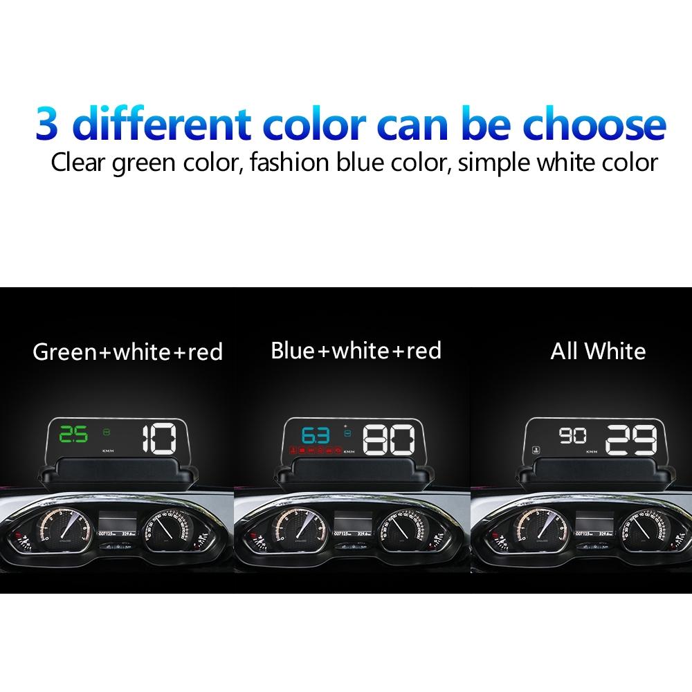 Virtual Hd Car Hud Display Speed Rpm Water Temp Oil Consumption Distance / Time Voltage Over Speed Alarm - Green