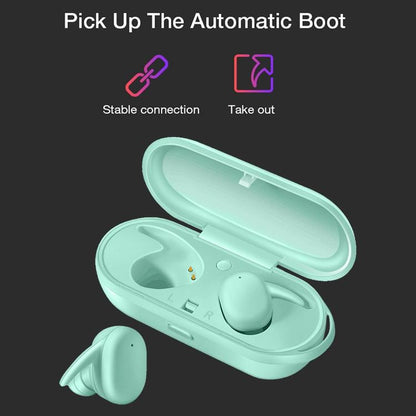 Waterproof Wireless Bluetooth Earphones with Magnetic Charging Box - 300mah - Green