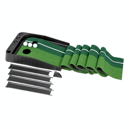 2.5M Golf Putting Mat With Push Rod Trainer & 6 Balls - No Auto Return