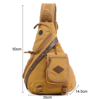 Multi Function Canvas Chest Bag Shoulder Messenger Crossby Bag - Army Green