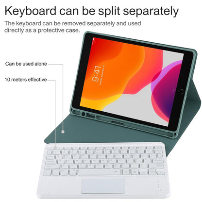 Bluetooth Tablet Case For Ipad 10.2 / Ipad Air 2019 With Touch Pad & Backlight & Pen Holder - Detachable - Dark Green