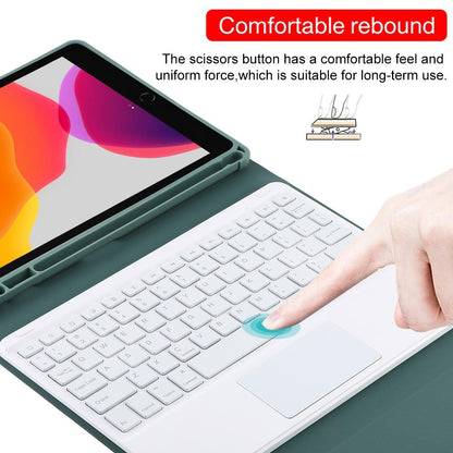 Bluetooth Tablet Case For Ipad 10.2 / Ipad Air 2019 With Touch Pad & Backlight & Pen Holder - Detachable - Dark Green