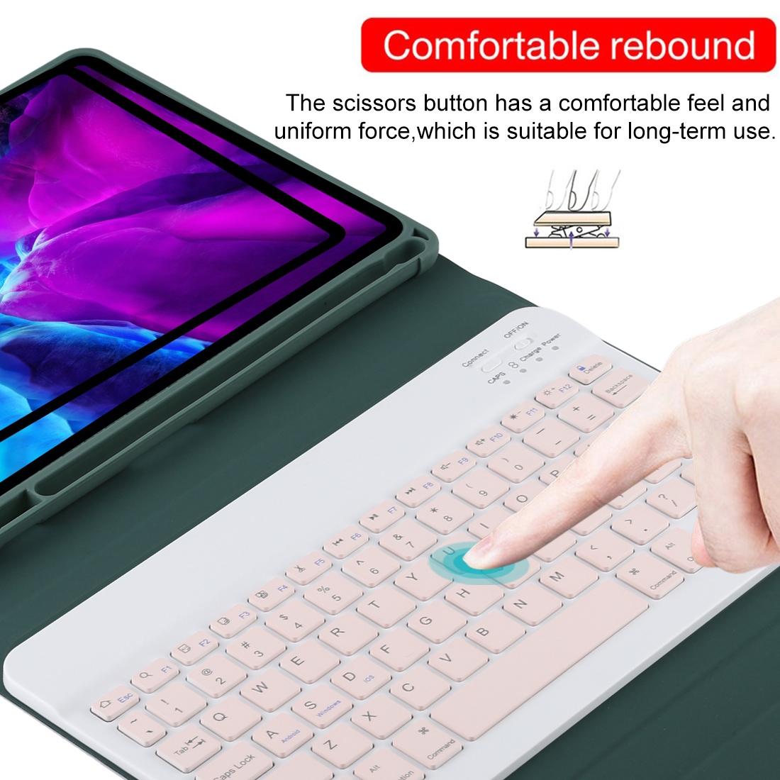 Bluetooth Tablet Case For Ipad Pro 11 With Detachable Microfiber Leather Pen Slot & Holder - Dark Green