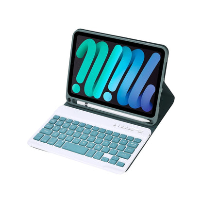Ultra-Thin Bluetooth Keyboard Tablet Case For Ipad Mini 6 With Stand And Pen Slot - Candy Colour - Dark Green
