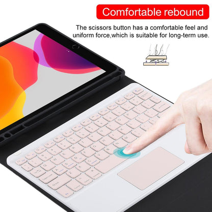 Bluetooth Keyboard & Tablet Case For Ipad 10.2 / Ipad Air 2019 - Detachable Touch Pad Pen Slot Holder - Pink Leather - Dark Green