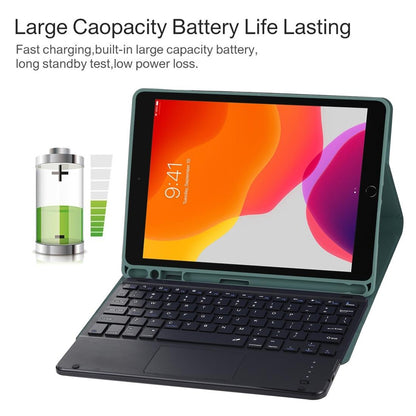 Bluetooth Keyboard & Tablet Case For Ipad 9.7 With Touch Pad Pen Slot & Holder - Detachable Microfiber Leather - Dark Green