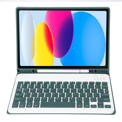 Ultra-Thin Bluetooth Keyboard Leather Tablet Case For Ipad 10.9 2022 With Pen Slot - Dark Green