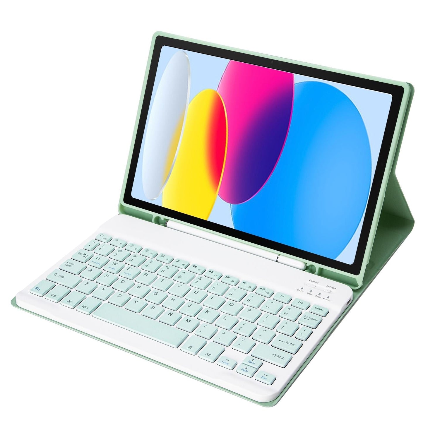 Ultra-Thin Bluetooth Keyboard Leather Tablet Case For Ipad 10.9 2022 With Pen Slot - Dark Green