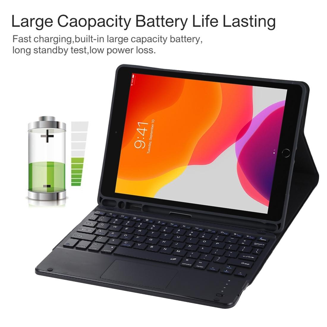 Bluetooth Keyboard & Tablet Case For Ipad Air 2020 - Detachable Touch Pad Pen Slot Microfiber Leather - Dark Green