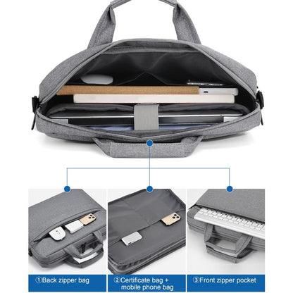 Portable 15 Inch Laptop Leather Handbag For Business Briefcase - Dark Grey