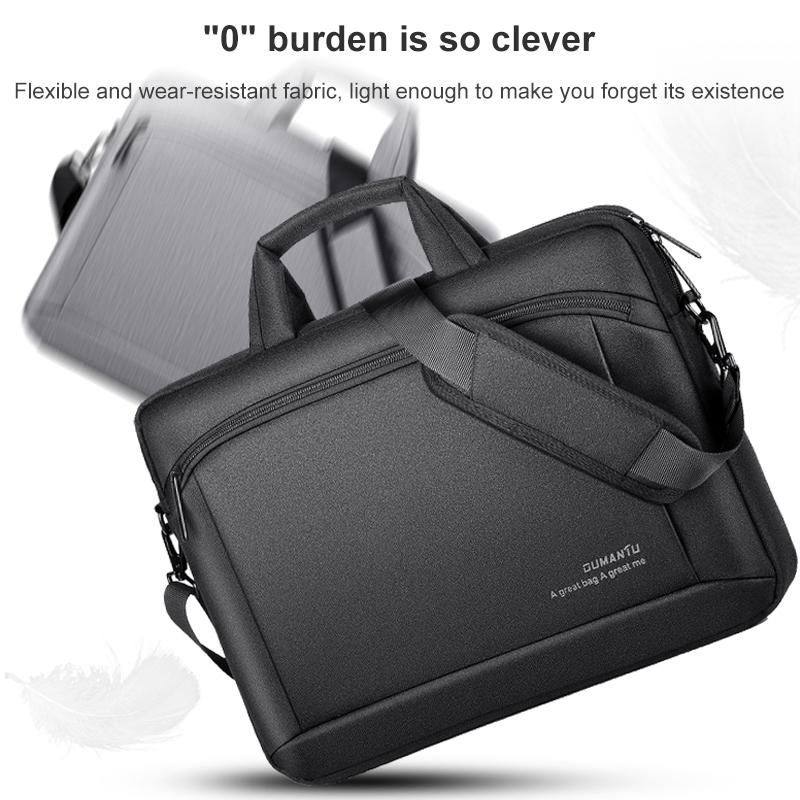 Portable 15 Inch Laptop Leather Handbag For Business Briefcase - Dark Grey