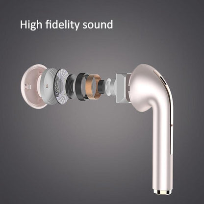 Wireless t & g J18 Bluetooth Earphones with Charging Box - Rose Gold