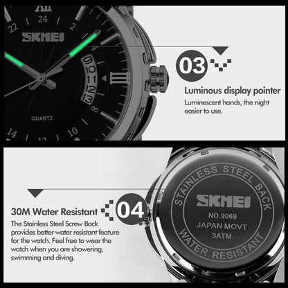 Waterproof Multifunctional Quartz Wrist Watch - Fashionable and Business-ready - Rose Gold