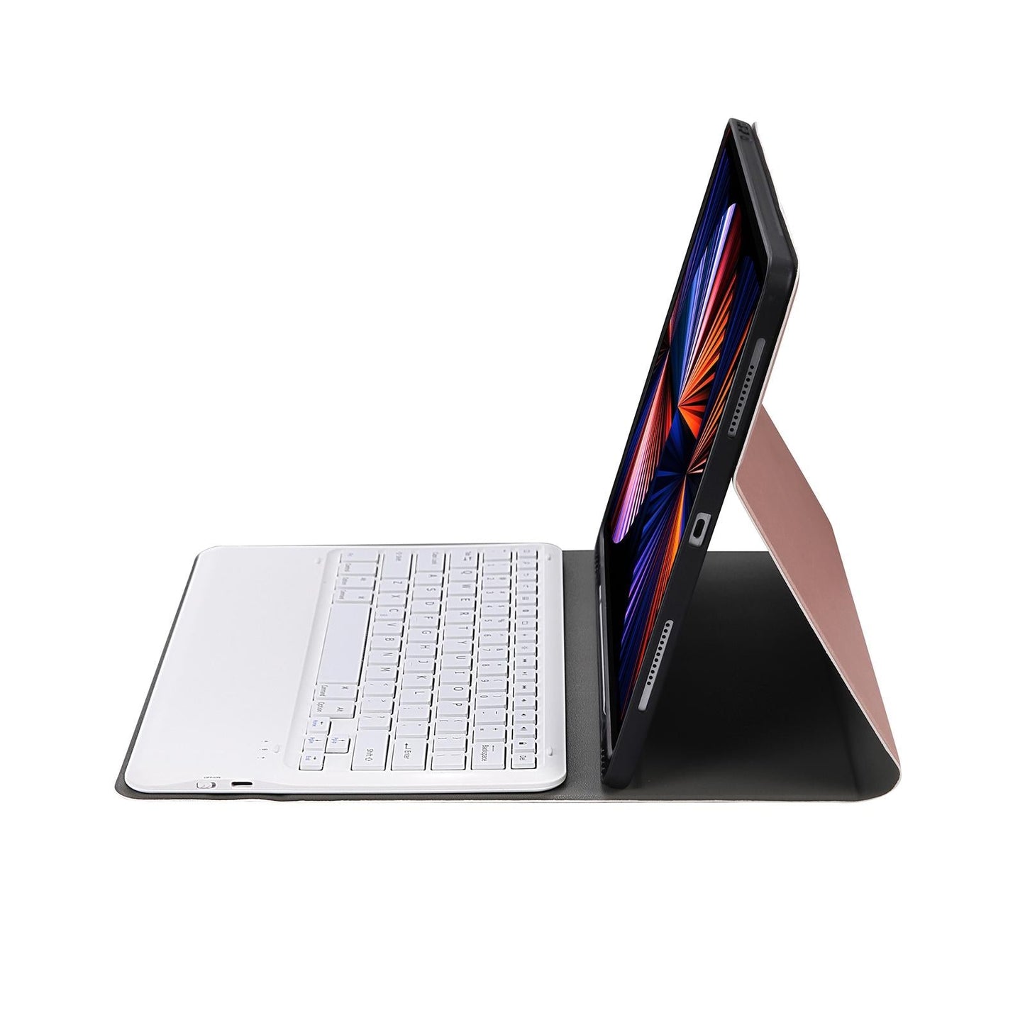 Ultra-Thin Detachable Bluetooth Keyboard Leather Case For Ipad Pro 12.9 2018 With Pen Slot - Rose Gold