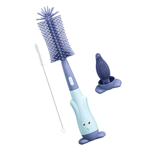 Vibe Geeks 3 in 1 Silicone Bottle and Teat Cleaning Brush - Blue