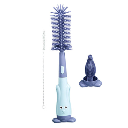 Vibe Geeks 3 in 1 Silicone Bottle and Teat Cleaning Brush - Red