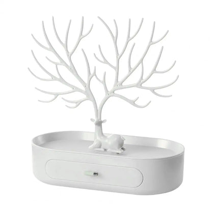 Vibe Geeks Antlers Tree Tower Jewelry Display Stand for Ring Earrings Necklace Bracelet - Green Basic Model