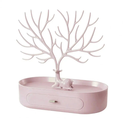Vibe Geeks Antlers Tree Tower Jewelry Display Stand for Ring Earrings Necklace Bracelet - Grey Basic Model