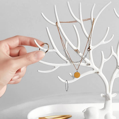 Vibe Geeks Antlers Tree Tower Jewelry Display Stand for Ring Earrings Necklace Bracelet - Pink Basic Model