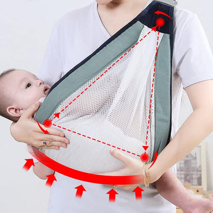 Vibe Geeks one Shoulder Front Hold Sling Type Mesh Newborn Baby Support Carrier - Pink