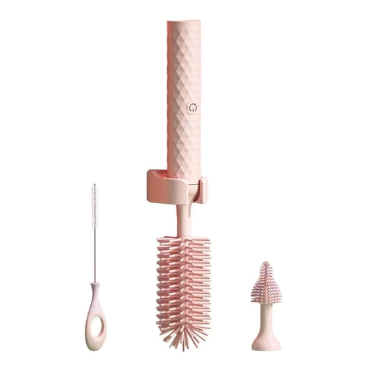 Vibe Geeks 3-in-1 Electric Silicone Cordless Bottle Brush Cleaner Usb Rechargeable - Pink
