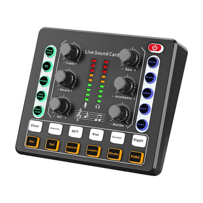 Vibe Geeks Noise Reduction Sound Card Digital Audio Mixer for Live Streaming-typec Rechargeable - White