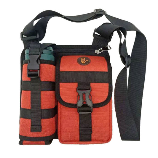 Vibe Geeks Waterproof Camping Wear Resistant Chest Crossbody Sling Shoulder Bags with Water Bottle Holder - Orange