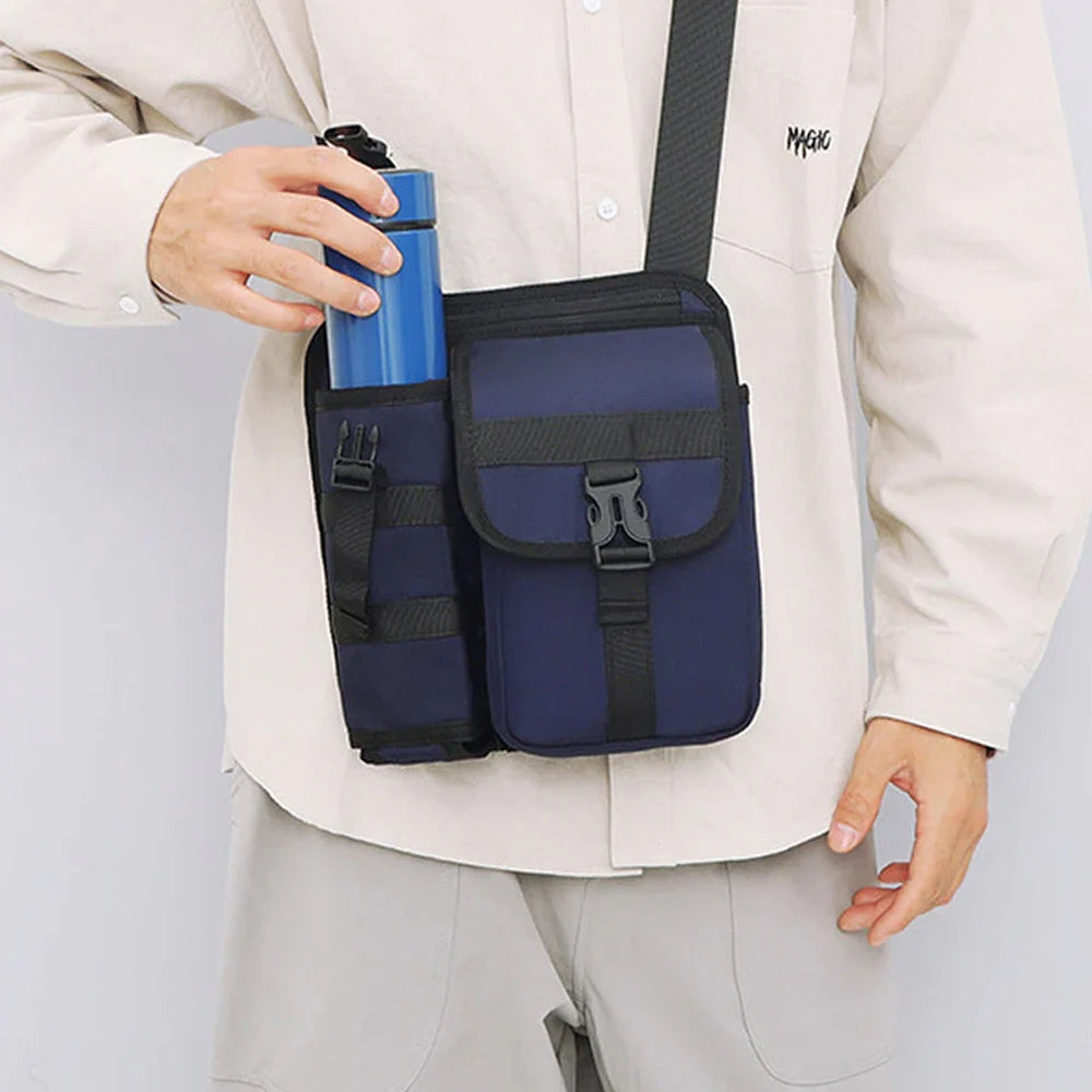 Vibe Geeks Waterproof Camping Wear Resistant Chest Crossbody Sling Shoulder Bags with Water Bottle Holder - Orange
