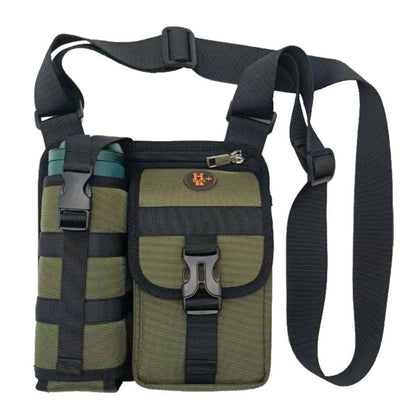 Vibe Geeks Waterproof Camping Wear Resistant Chest Crossbody Sling Shoulder Bags with Water Bottle Holder - Orange
