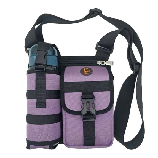 Vibe Geeks Waterproof Camping Wear Resistant Chest Crossbody Sling Shoulder Bags with Water Bottle Holder - Purple