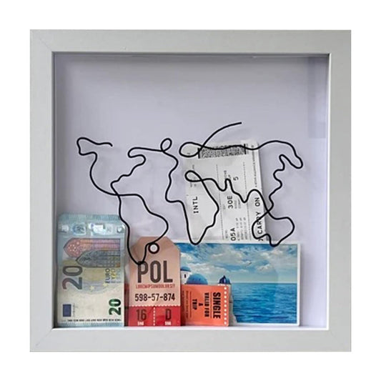 Vibe Geeks Adventure Archive Box Wood Frame Travel Tickets Keepsakes Storage Frame - White - Medium