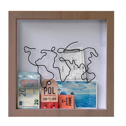 Vibe Geeks Adventure Archive Box Wood Frame Travel Tickets Keepsakes Storage Frame - Coffee - Small