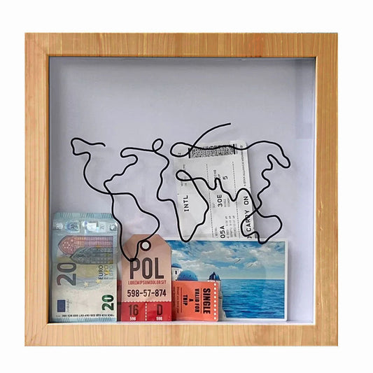 Vibe Geeks Adventure Archive Box Wood Frame Travel Tickets Keepsakes Storage Frame - Wood - Small