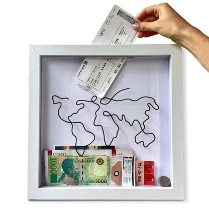 Vibe Geeks Adventure Archive Box Wood Frame Travel Tickets Keepsakes Storage Frame - Wood - Small