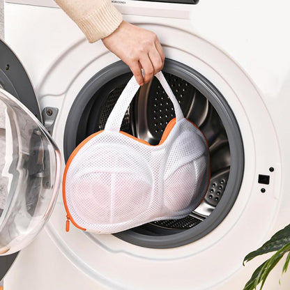Vibe Geeks High Permeability Mesh Bra-shaped Lingerie Laundry Bags with Handle and Zipper - Orange