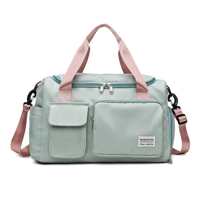 Vibe Geeks Waterproof and Lightweight Zipper Sports Gym Bag with Shoe Compartment - Green And Pink